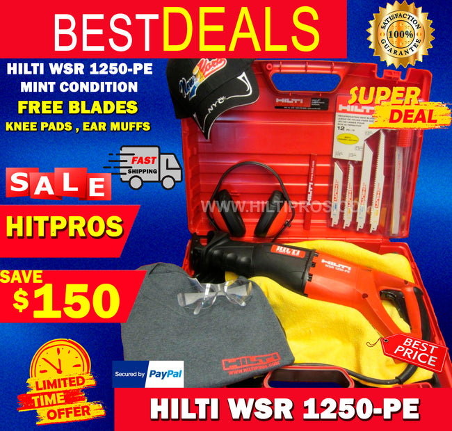 Hilti WSR 1250 PE ,MINT COND.FREE BLADES, KNEE PADS, EAR MUFFS, FAST SHIP