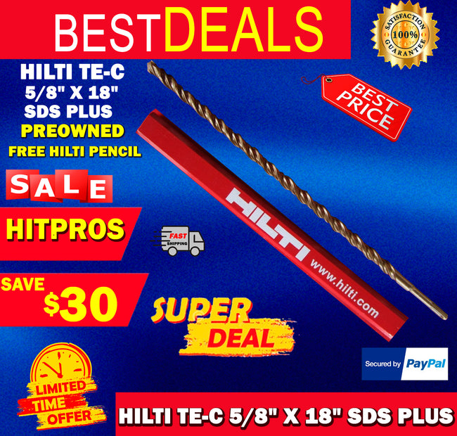 HILTI TE-C 5/8" x 18", SDS PLUS, PREOWNED,FREE HILTI PENCIL,L@@K, FAST SHIPPING