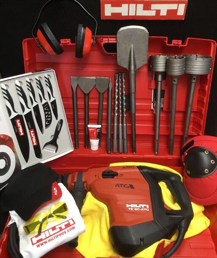 HILTI TE 80 ATC AVR, NEW, FREE KNIFE SET, BITS,  CHISELS, EXTRAS, FAST SHIP