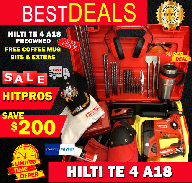 HILTI TE 4-A18 PREOWNED, FREE COFFEE MUG, BITS AND EXTRAS