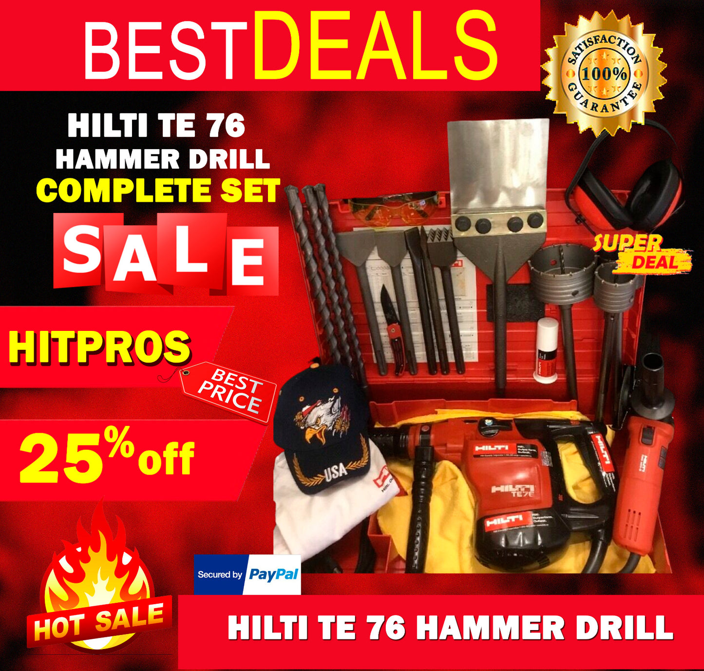 HILTI TE 76 PREOWNED, FREE HILTI GRINDER, BITS, A LOT OF EXTRAS, FAST SHIP