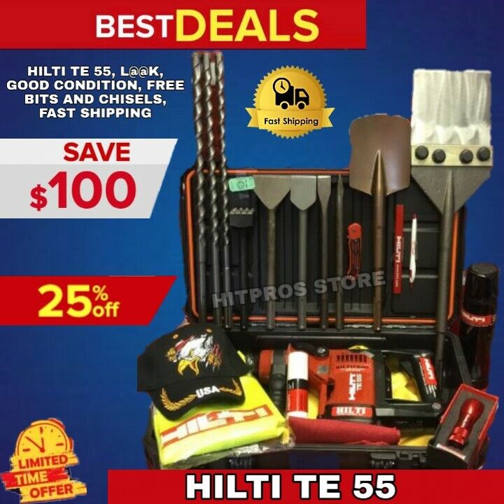 HILTI TE 55, L@@K, GOOD CONDITION, FREE BITS AND CHISELS, FAST SHIPPING