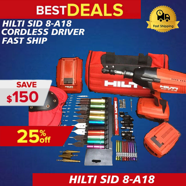 HILTI SID 8-A18 CORDLESS DRIVER, NEW, FREE BITS, EXTRAS, COMPLETE SET