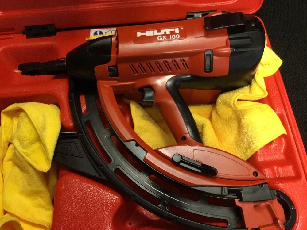 HILTI GX 100 GAS POWERED ACTUATED NAIL GUN, PREOWNED,