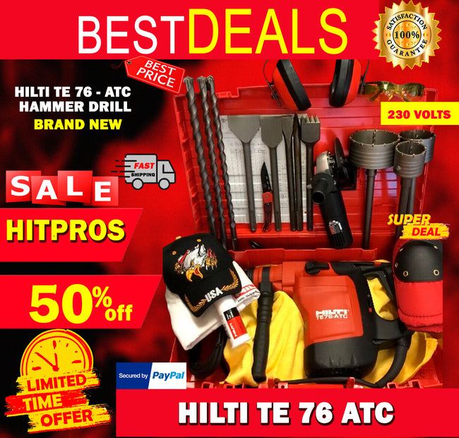 HILTI TE 76-ATC BRAND NEW, 230V, FREE ANGLE GRINDER, BITS AND CHISELS, FAST SHIP