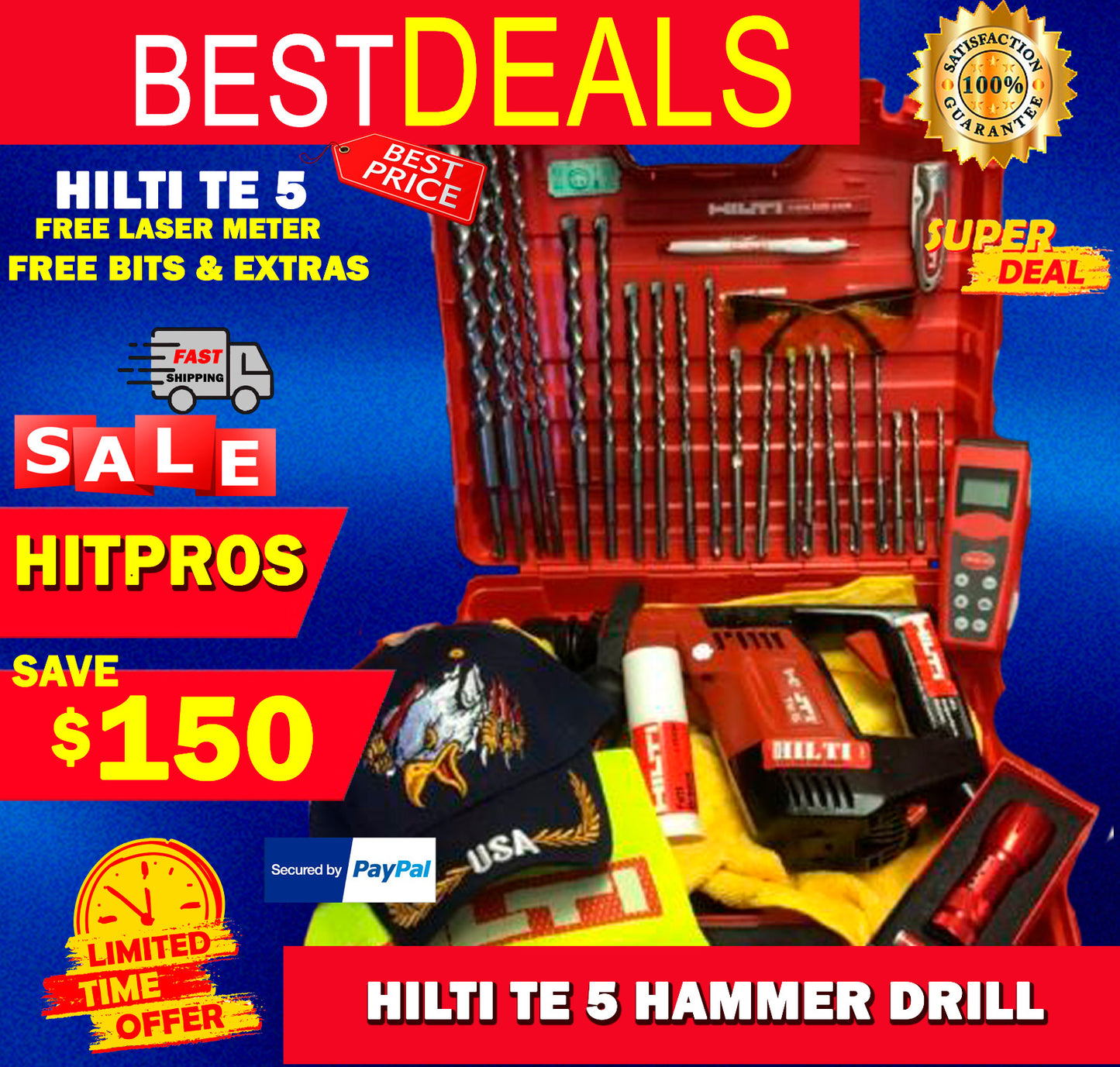 HILTI TE 5 HAMMER DRILL, FREE MEASURER, FREE DRILL BITS