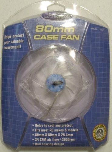 DYNEX 80MM CASE FAN, 2 YR WARRANTY,MODEL:11331, BRAND NEW DURABLE