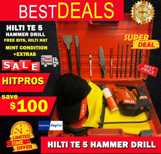 HILTI TE 5, MINT CONDITION, FREE BITS, HILTI HAT, EXTRAS