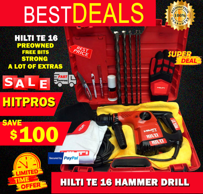 HILTI TE 16, PREOWNED, STRONG, FREE BITS, HILTI EXTRS,