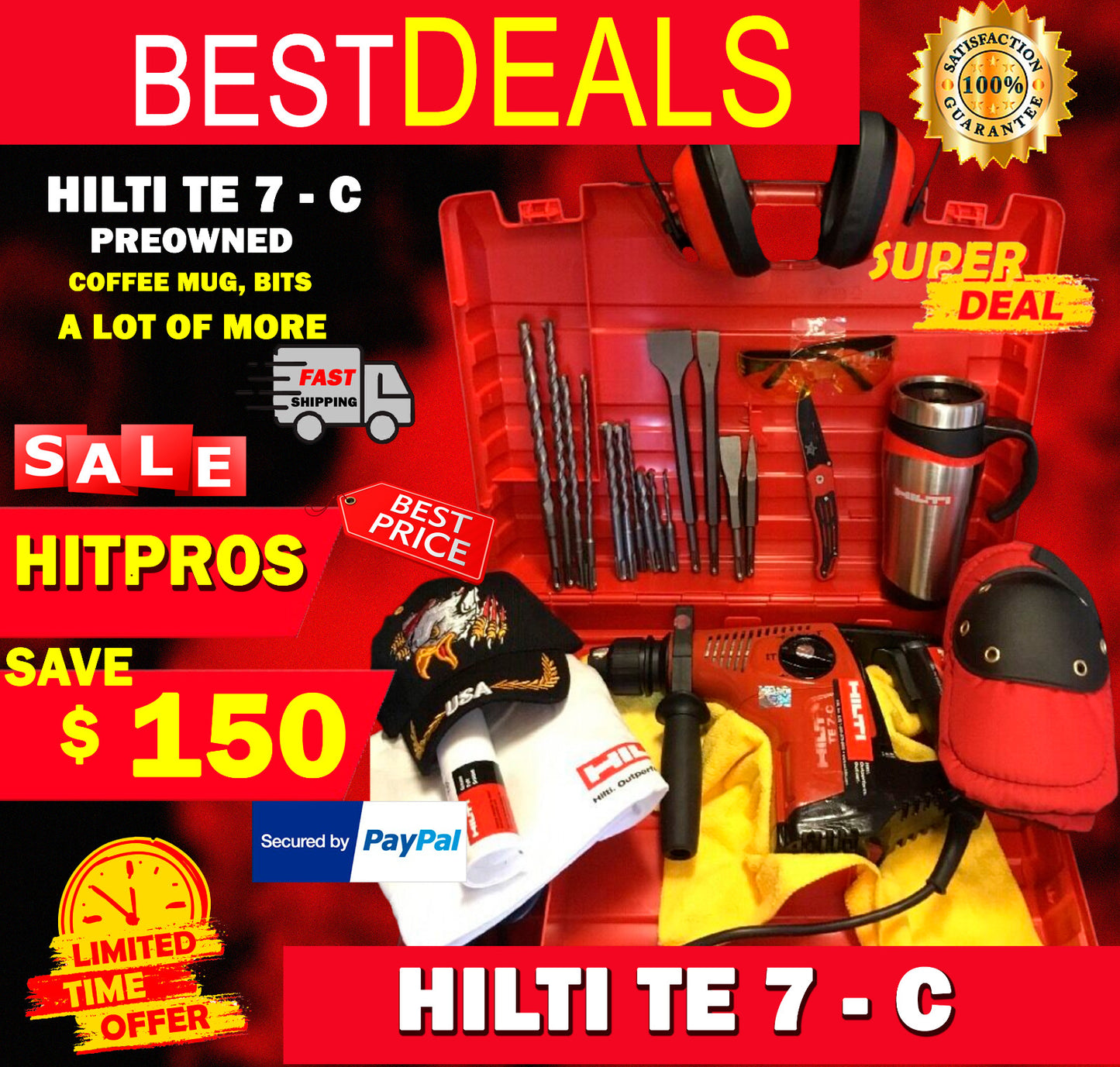 HILTI TE 7-C, PREOWNED, FREE COFFEE MUG, BITS