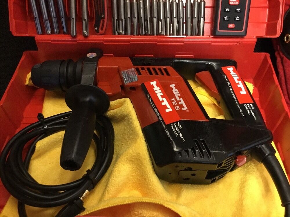 HILTI TE 5 PREOWNED, FREE LASER METER, BITS, LOT OF EXTRAS