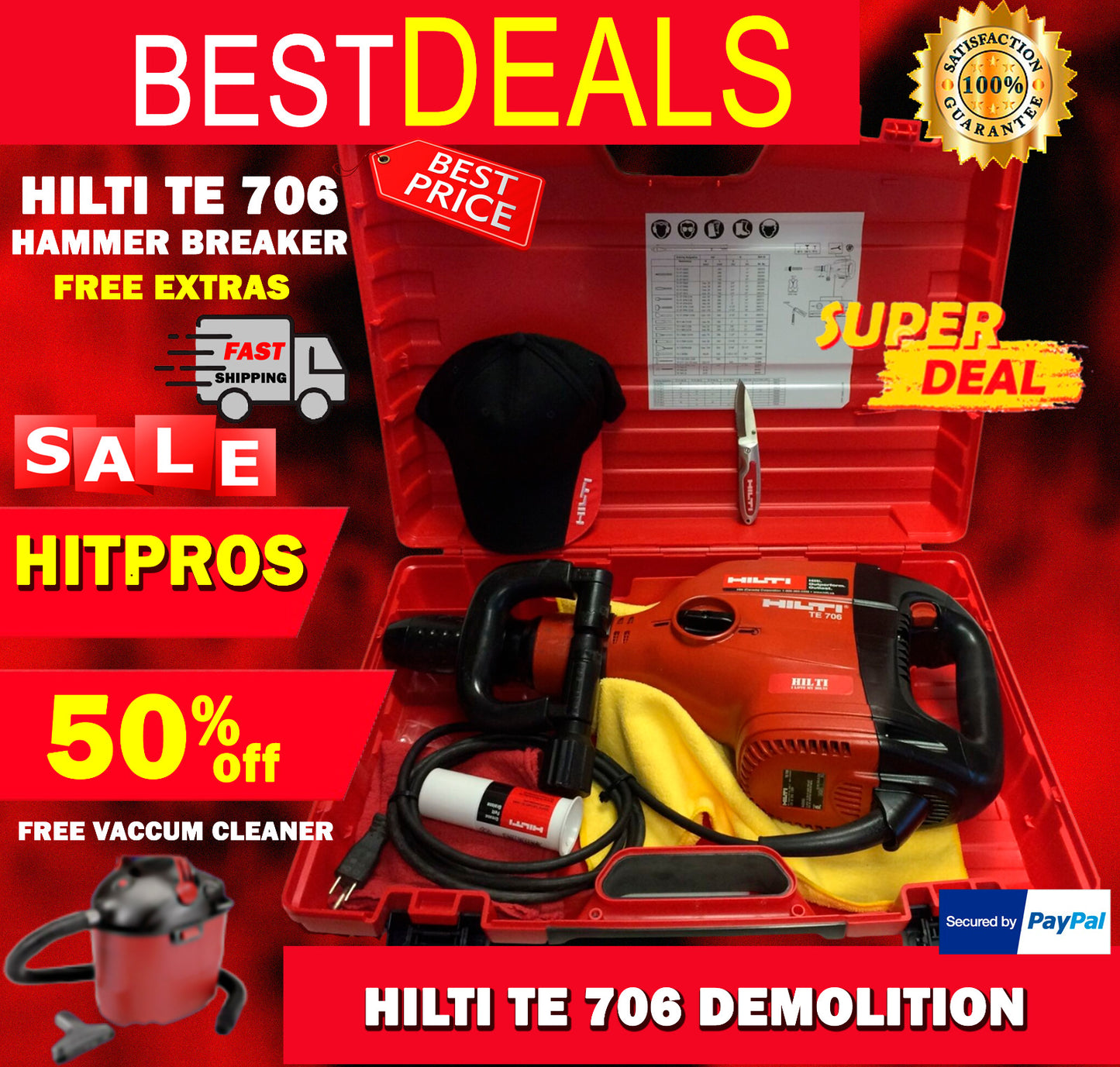 HILTI TE 706 DEMOLITION HAMMER BREAKER, FREE HILTI HAT & KNIFE