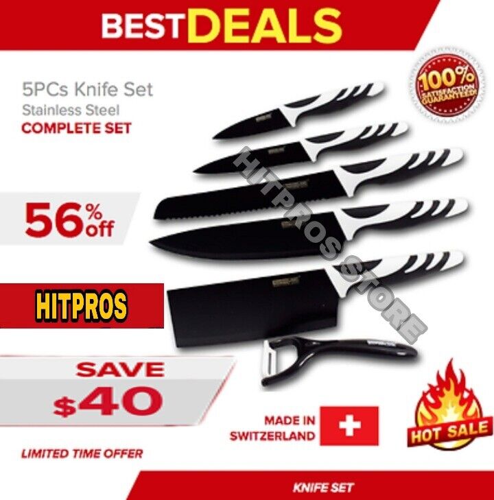 Swiss Line Non-stick Coating Knife Set, 5PCS, Stainless Steel, BRAND NEW, FAST S