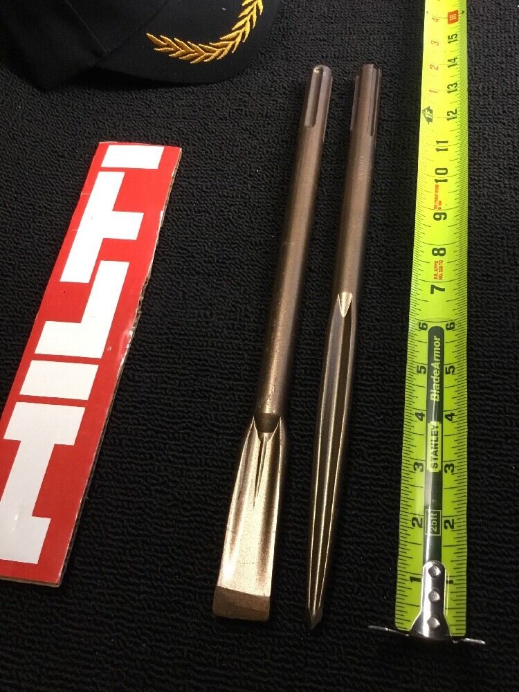 HILTI CHISEL SDS MAX SET FLAT 1" X 14"  AND POINTED 14", PREOWNED