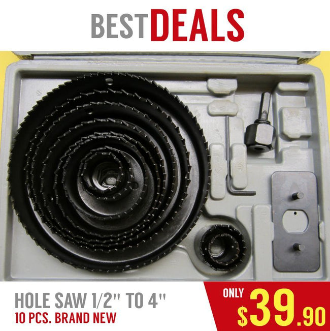 HOLE SAW COMBO 1/2" TO 4", 10 PCS., BRAND NEW, PLUS