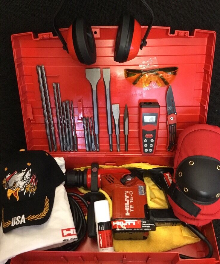 HILTI TE 15-C HAMMER DRILL, PREOWNED, FREE LASER METER, BITS, EXTRAS