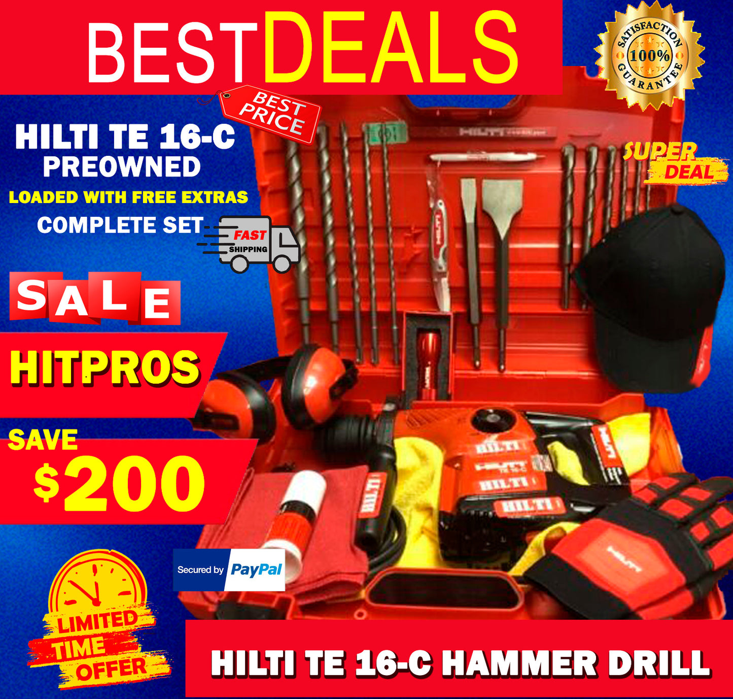 HILTI TE 16-C DRILL, PREOWNED, LOADED WITH FREE EXTRAS