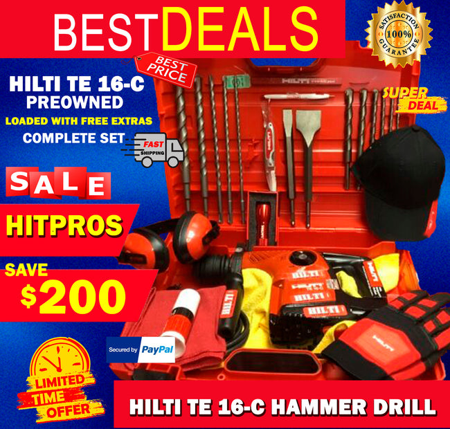 HILTI TE 16-C DRILL, PREOWNED, LOADED WITH FREE EXTRAS