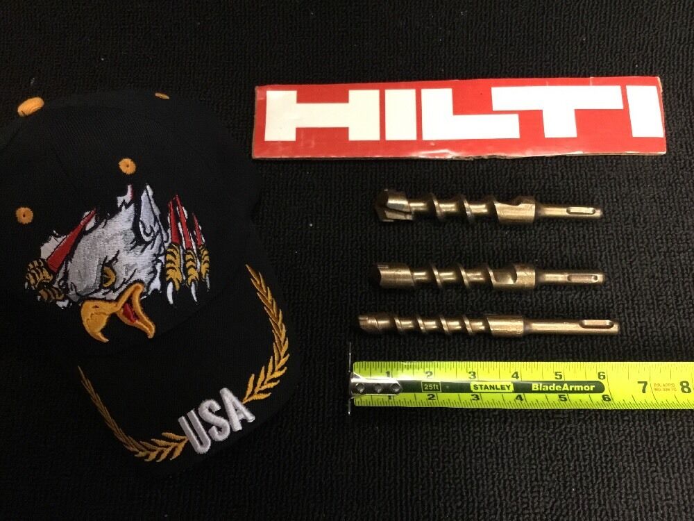 HILTI SET OF BITS SDS PLUS 7/8", 3/4", 5/8" PREOWNED, FREE HAT