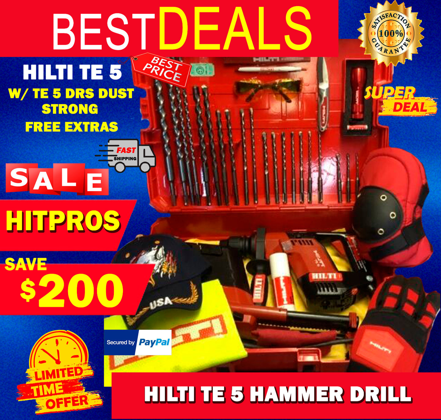 HILTI TE 5 HAMMER DRILL, W/ TE 5 DRS DUST, STRONG, FREE EXTRAS