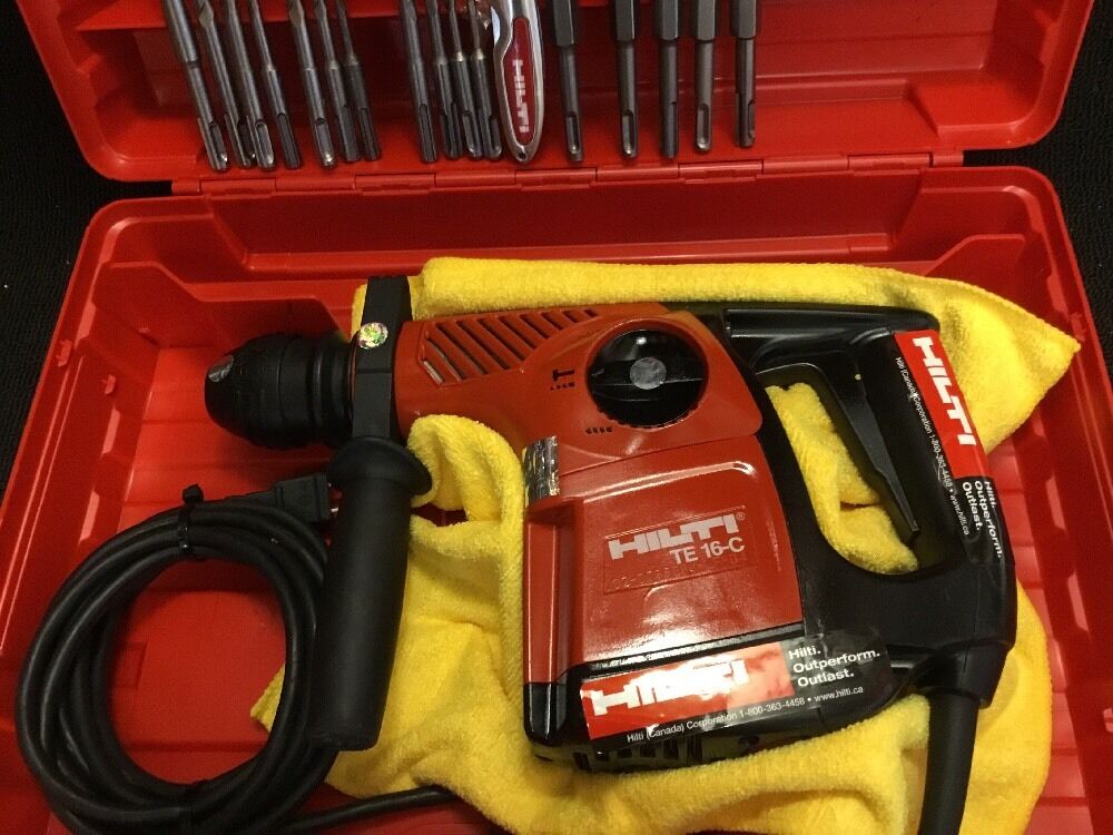 HILTI TE 16-C, PREOWNED, FREE ANGLE GRINDER, BITS AND CHISELS