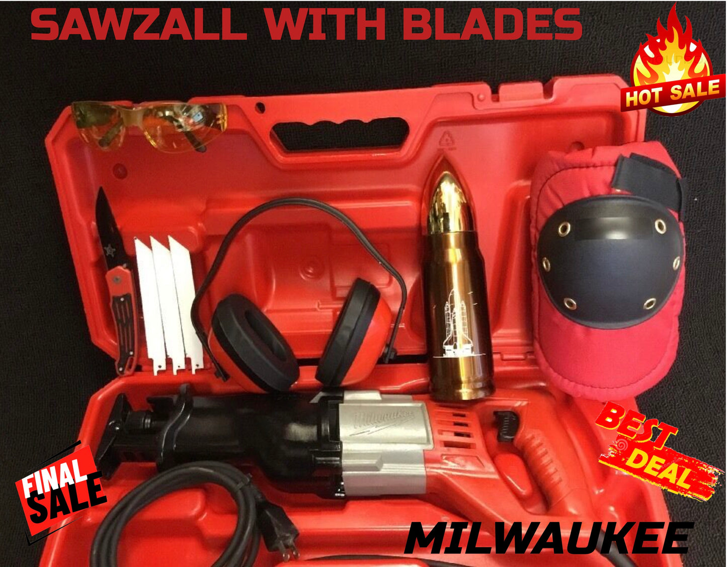 MILWAUKEE SAWZALL 12 AMP WITH CASE, DISPLAY, FREE EXTRAS