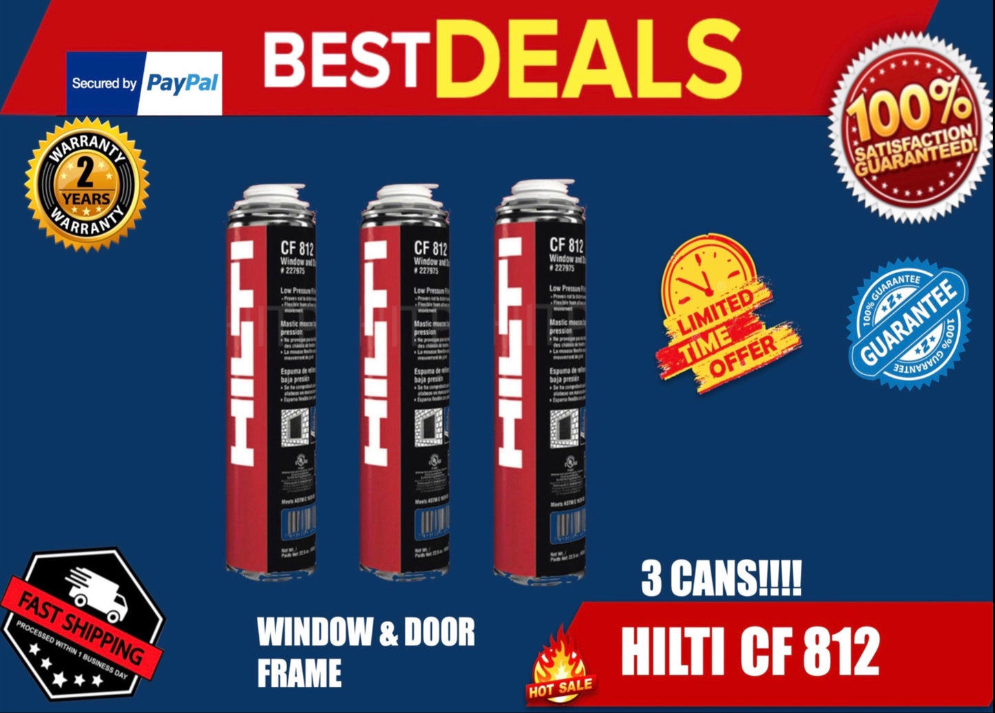 HILTI CF 812 WINDOW & DOOR FOAM (3 CAN)