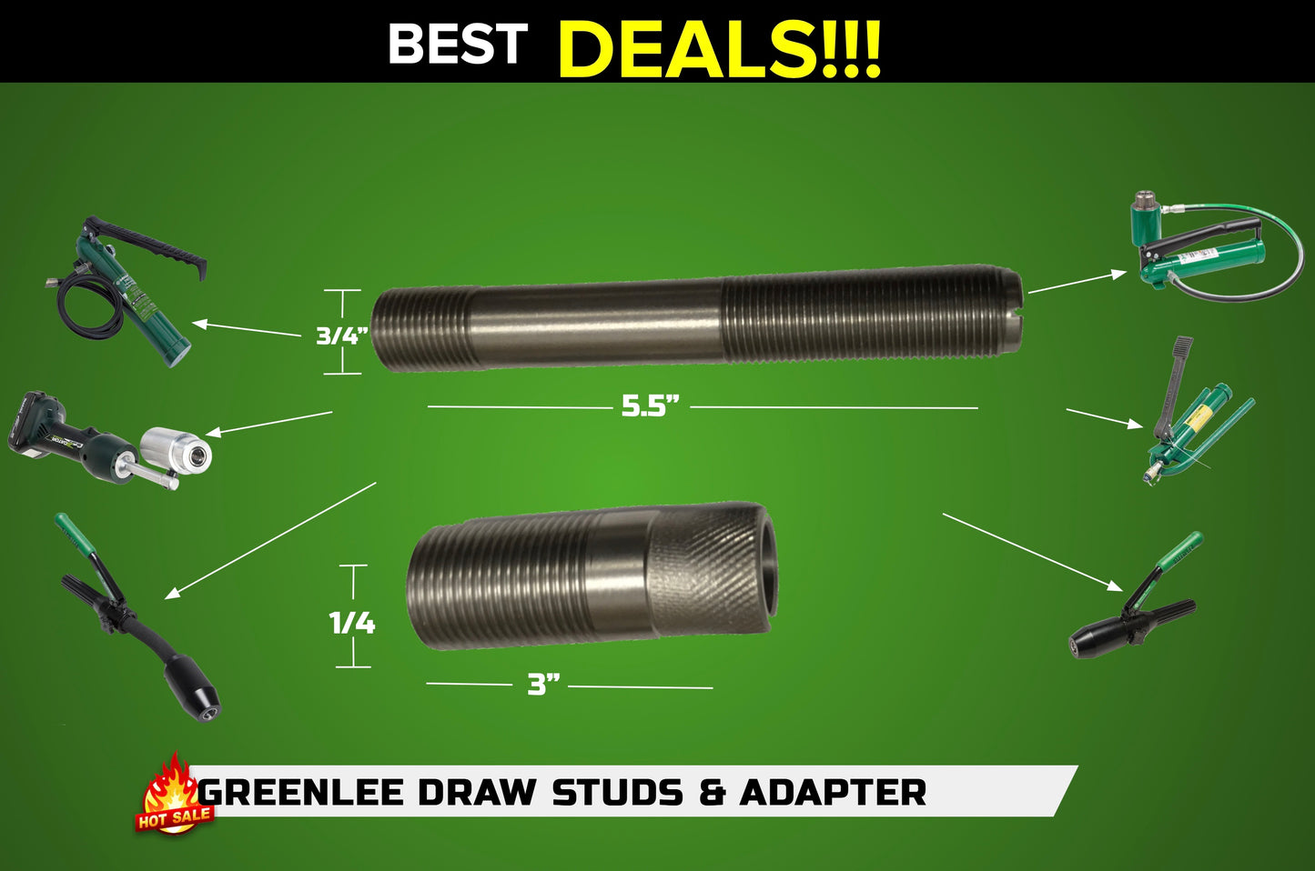 Greenlee (5"X3/4") Draw stud 29452