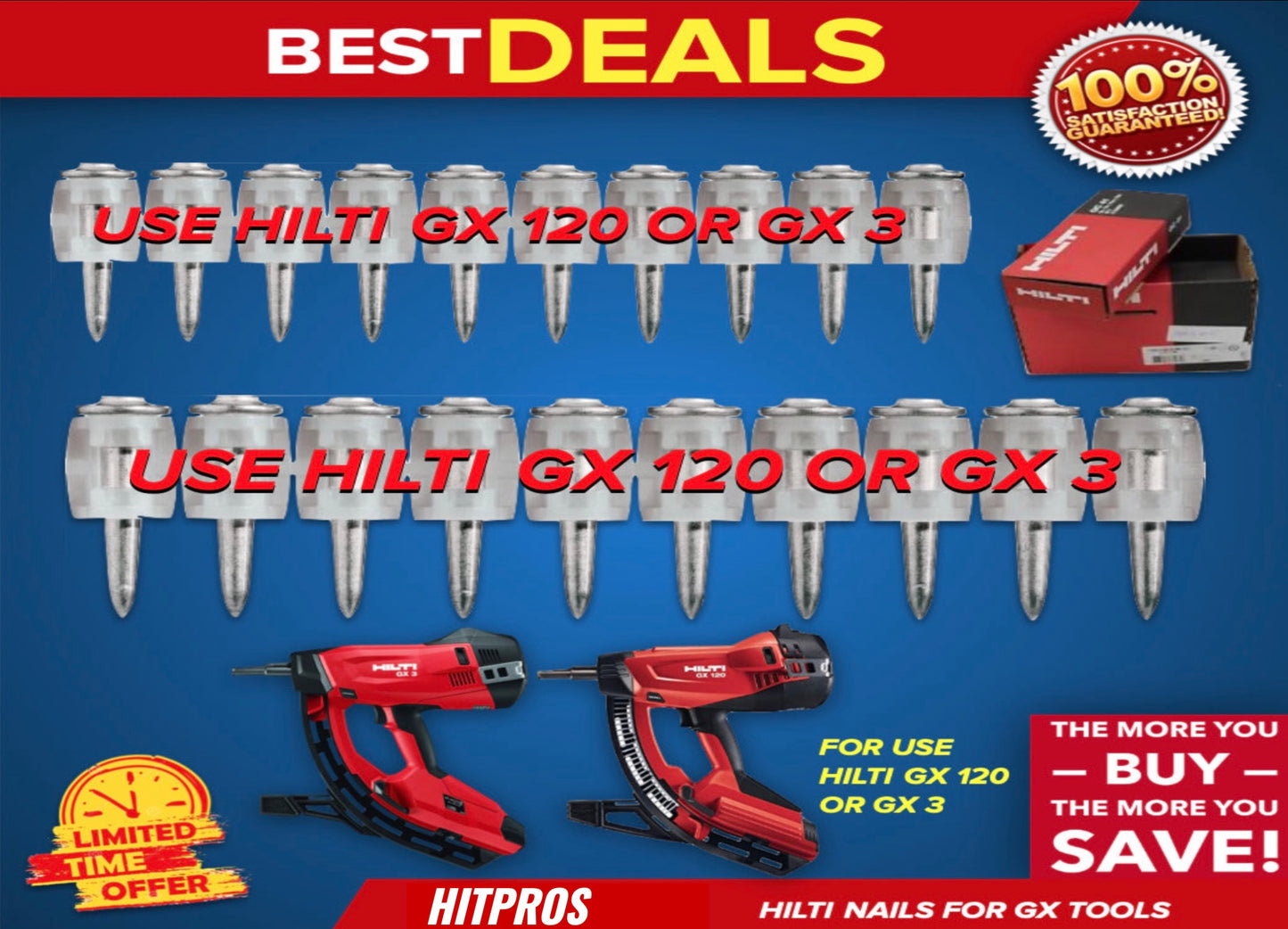 HILTI X-GN 32 MX 1-1/4", COLLATED NAIL FOR CONCRETE, BOX WITH 750, FAST SHIP