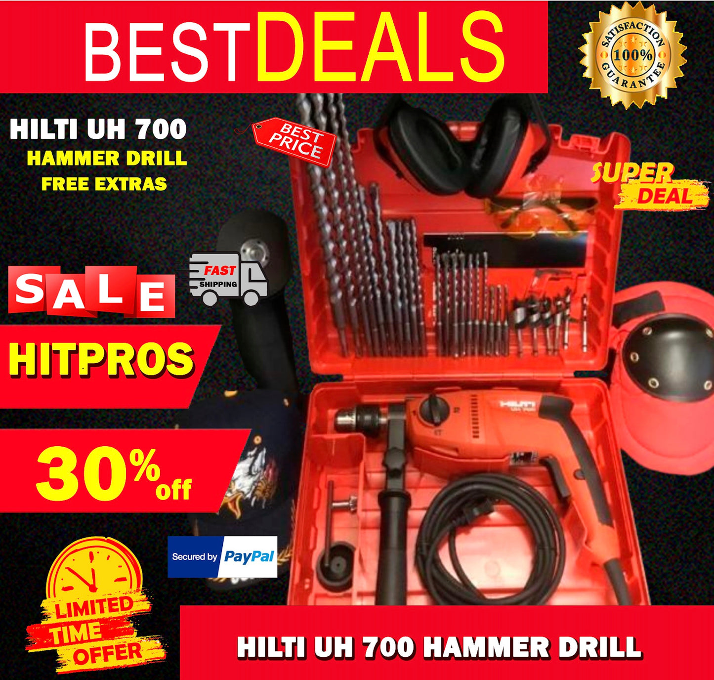 HILTI UH 700 HAMMER DRILL, NEW, FREE ANGLE GRINDER, A LOT OF EXTRAS