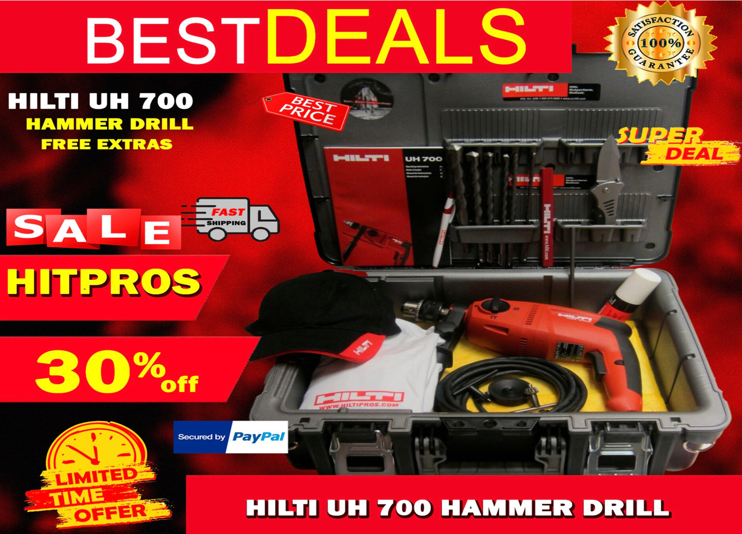 HILTI UH 700 HAMMER DRILL, NEW, FREE ANGLE GRINDER, A LOT OF EXTRAS