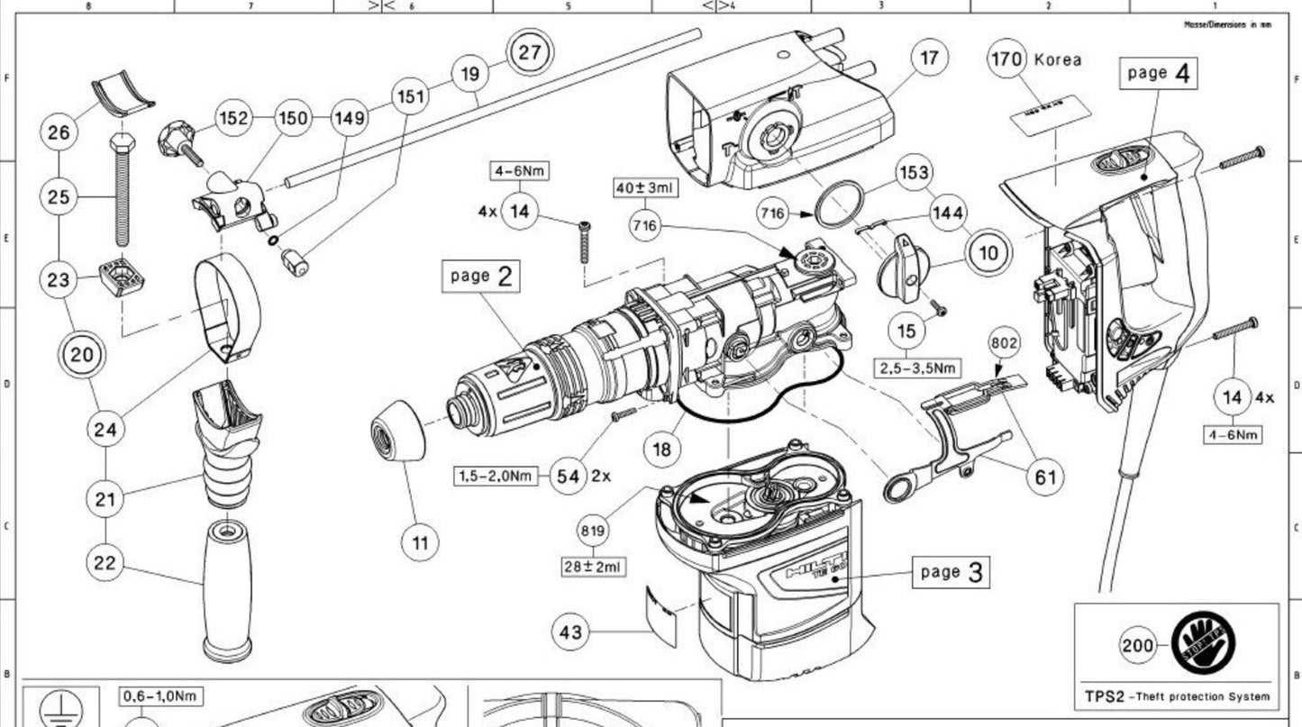 HILTI TE 60 PARTS