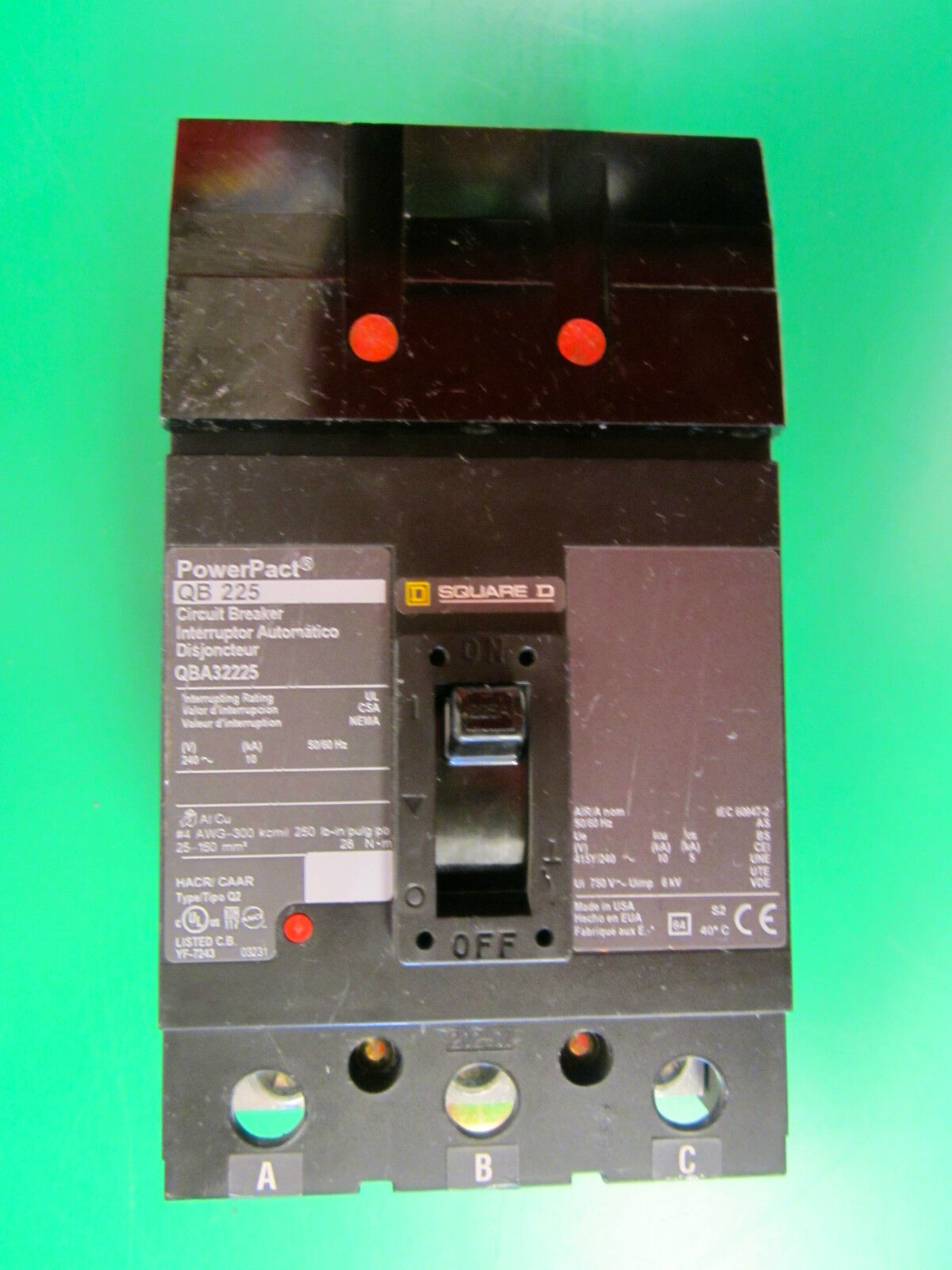 SQUARE D POWERPACT QB 225 CIRCUIT BREAKER AMP, NEW  CONDITION, FAST SHIPPING